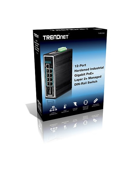 Przełącznik Przemysłowy Trendnet 12Port Gbit Zarządzany L2+ Poe+ Metal