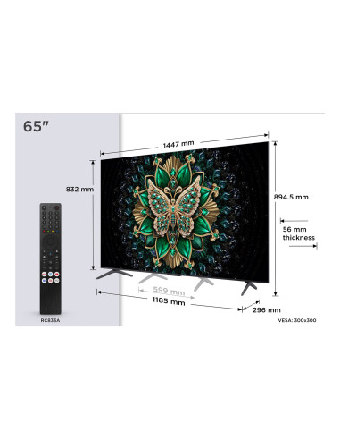 Telewizor Tcl 65C69K Qd-Mini Led 65" 4K Ultra Hd Google Tv Dolby Atmos Dvb-T2 Metaliczny