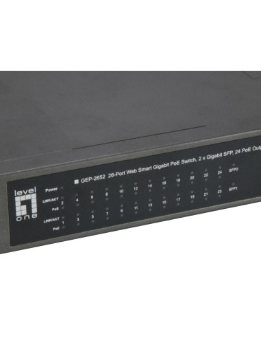 Przełącznik Levelone Websmart/Gb Poe+ 26-Portowy 19" 370W 1Gbps