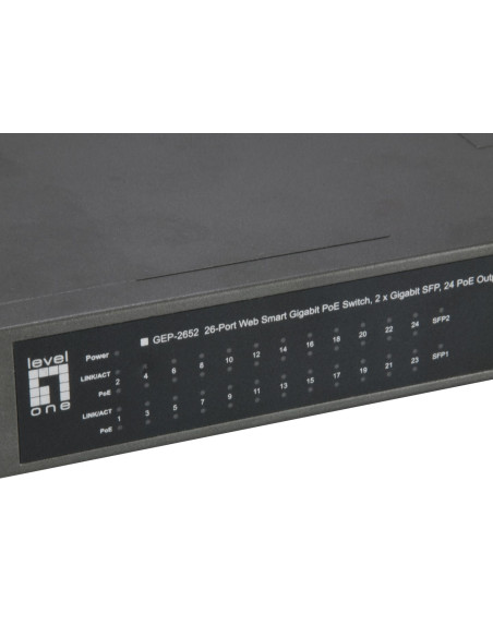 Przełącznik Levelone Websmart/Gb Poe+ 26-Portowy 19" 370W 1Gbps