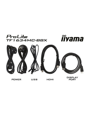 Iiyama Prolite Tf1634Mc-B8X Monitor Komputerowy 39,6 Cm (15.6") 1920 X 1080 Px Full Hd Led Ekran Dotykowy Przeznaczony Dla Wielu