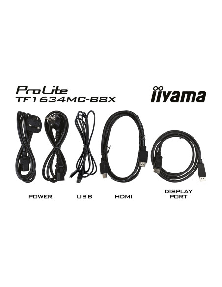 Iiyama Prolite Tf1634Mc-B8X Monitor Komputerowy 39,6 Cm (15.6") 1920 X 1080 Px Full Hd Led Ekran Dotykowy Przeznaczony Dla Wielu