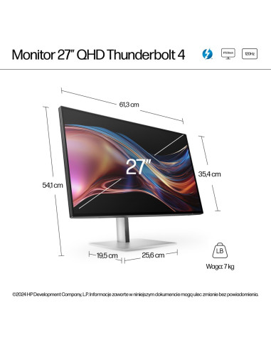 Hp 27-Calowy Monitor Pro Seria 7 Qhd Thunderbolt 4 – 727Pu