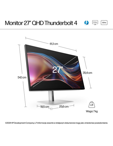 Hp 27-Calowy Monitor Pro Seria 7 Qhd Thunderbolt 4 – 727Pu