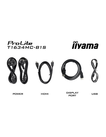 Iiyama Prolite T1634Mc-B1S Monitor Komputerowy 39,6 Cm (15.6") 1920 X 1080 Px Full Hd Led Ekran Dotykowy Czarny