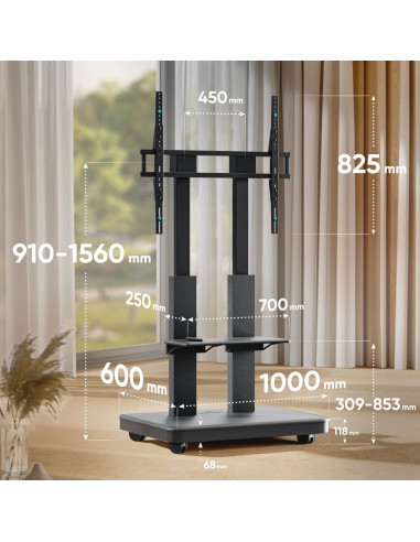 Onkron Ts2811E Mobilny Stojak Do Ekranu 50”-120” Maks 125 Kg Czarny