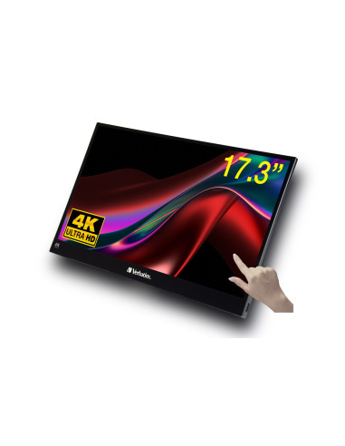 Verbatim 32239 Monitor Komputerowy 43,9 Cm (17.3") 3840 X 2160 Px 4K Ultra Hd Lcd Ekran Dotykowy Czarny