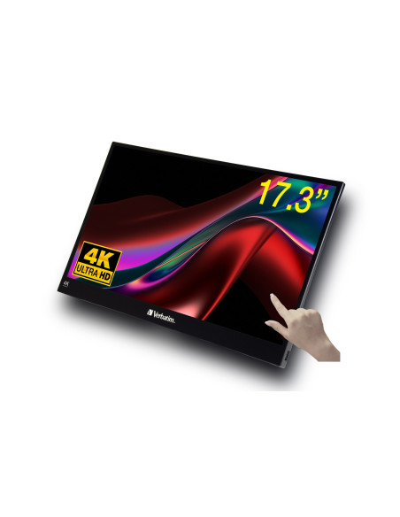 Verbatim 32239 Monitor Komputerowy 43,9 Cm (17.3") 3840 X 2160 Px 4K Ultra Hd Lcd Ekran Dotykowy Czarny