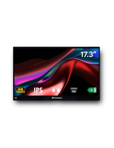 Verbatim 32239 Monitor Komputerowy 43,9 Cm (17.3") 3840 X 2160 Px 4K Ultra Hd Lcd Ekran Dotykowy Czarny