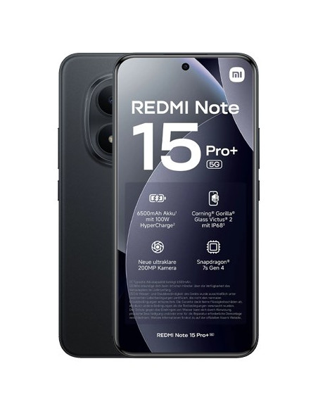 Xiaomi Redmi Note 15 Pro+ 5G Midnight Black - 17,4 Cm (6.83") 8 Gb 256 Gb 6500 Mah Czarny
