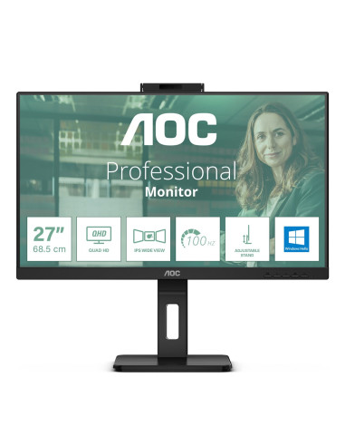 Aoc Q27P3Cw Monitor Komputerowy 68,6 Cm (27") 2560 X 1440 Px Quad Hd Led Czarny