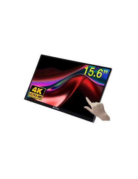 Verbatim 32238 Monitor Komputerowy 39,6 Cm (15.6") 3840 X 2160 Px 4K Ultra Hd Lcd Ekran Dotykowy Czarny