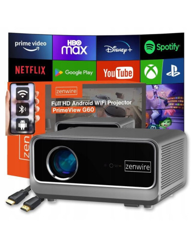 Rzutnik Android Google Tv Full Hd 4K 39000Lm Wifi Przenośny Smart Zenwire G60