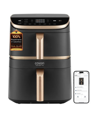 Cosori Turbo Tower Pro Smart Pojedyńczy 10,8 L Autonomiczny 2630 W Frytkownica Na Gorące Powietrze Czarny, Złoto