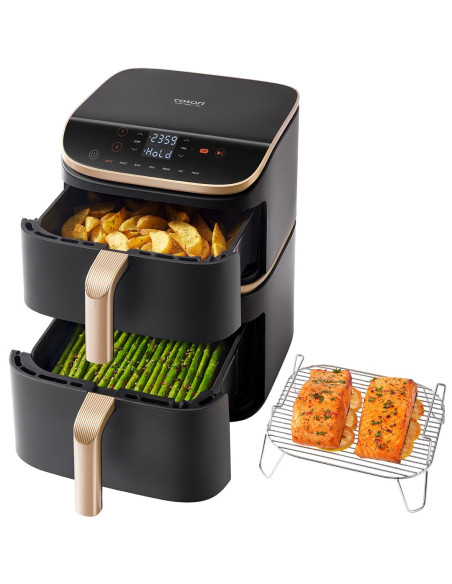 Cosori Turbo Tower Pro Smart Pojedyńczy 10,8 L Autonomiczny 2630 W Frytkownica Na Gorące Powietrze Czarny, Złoto