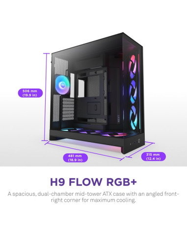 Nzxt Obudowa H9 Flow Rgb+ Midi Tower Z Oknem Czarna