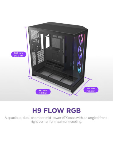 Nzxt Obudowa H9 Flow Rgb+ Midi Tower Z Oknem Czarna