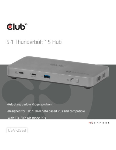 Club3D Csv-2563 Stacja Dokująca Thunderbolt 5 Srebrny