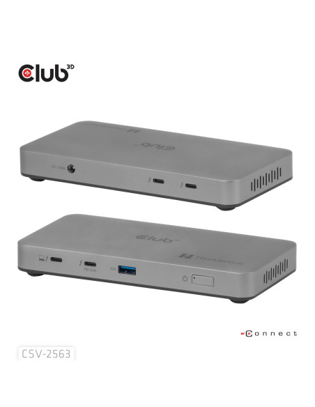 Club3D Csv-2563 Stacja Dokująca Thunderbolt 5 Srebrny