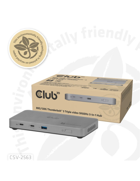 Club3D Csv-2563 Stacja Dokująca Thunderbolt 5 Srebrny
