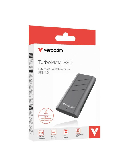 Dysk Ssd Zewnętrzny Verbatim Turbometal 2Tb Usb4 Type-C Szary