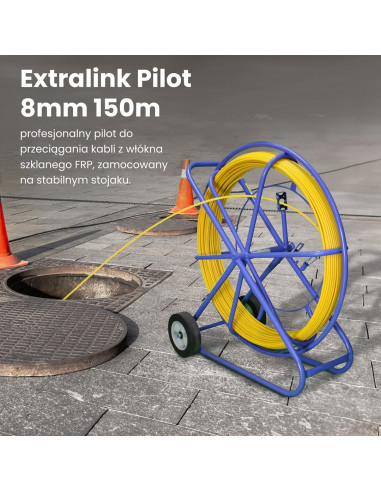 Extralink Pilot Do Przeciągania Kabli Pilot 8Mm 150M Włókno Szklane Frp, Śr. 8Mm, Dł. 150M, Żółty