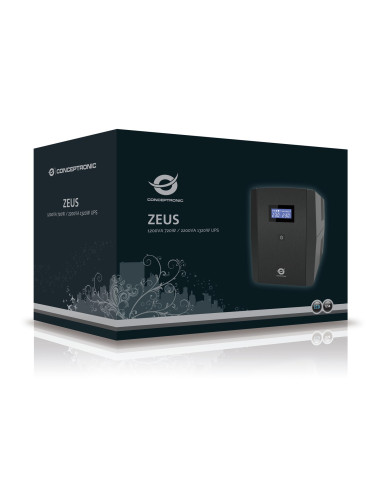 Conceptronic Zeus 1200Va 720W Ups - Iec + Schuko Socket - Line-Interactive - 1200 Va - 720 W - 220 V - 240 V - 220 V