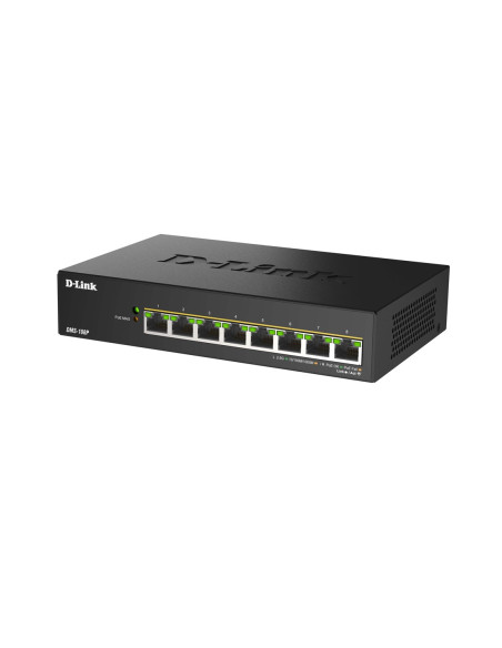 D-Link Dms-108P/E Przełącznik Sieciowy Nie Zarządzany 2.5G Ethernet (100/1000/2500) Obsługa Poe Czarny