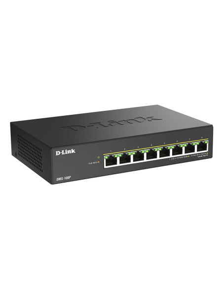 D-Link Dms-108P/E Przełącznik Sieciowy Nie Zarządzany 2.5G Ethernet (100/1000/2500) Obsługa Poe Czarny