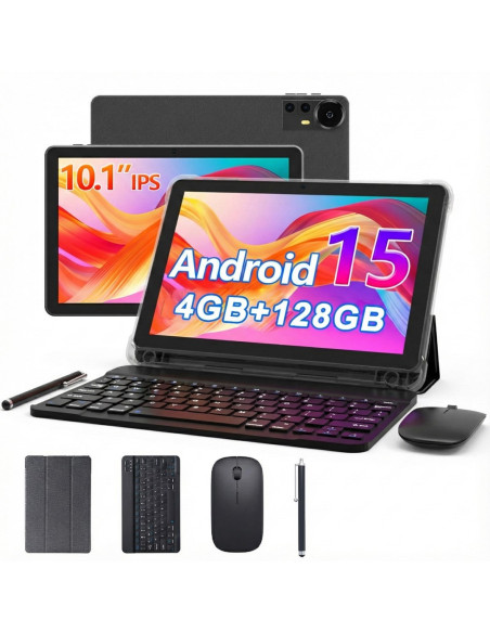 Extralink Tablet Cp31 4Gb Ram+128Gb Czarny | Tablet | Android 15, 2Mpx+8Mpx, 6000Mah, 1280X800Px, Klawiatura, Mysz, Rysik