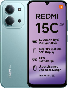 Smartfon Xiaomi Redmi 15C 5G Dual Sim 4Gb Ram 128Gb - Miętowy Zielony