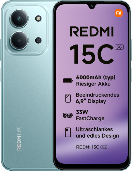 Smartfon Xiaomi Redmi 15C 5G Dual Sim 4Gb Ram 128Gb - Miętowy Zielony