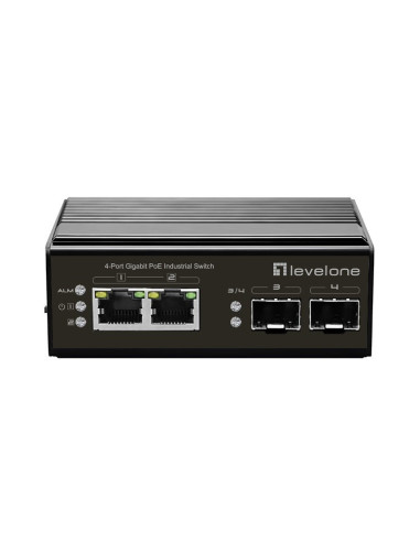Switch Levelone Igp-0431 - Niezarządzalny - 2 X 10/100/1000 (Poe) + 2 X Gigabit Sfp - Możliwość Montażu Na Szynie Din - Poe - Za