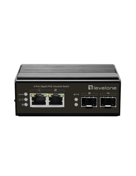 Switch Levelone Igp-0431 - Niezarządzalny - 2 X 10/100/1000 (Poe) + 2 X Gigabit Sfp - Możliwość Montażu Na Szynie Din - Poe - Za