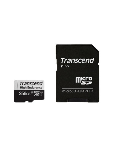 Sd Microsd Card 256Gb Transcend Sdxc Usd350V W/Adapter