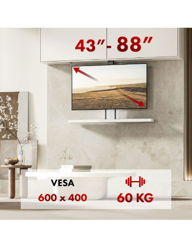 Uchwyt Elektryczny Sufitowo-Podłogowy, Wysuwany Maclean, 43''-88'', Vesa 600X400, Max 60Kg, 100-240V Ac,50/60Hz  Mc-125