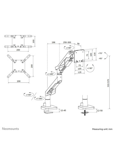 Neomounts Ds70-256Bl1 Uchwyt / Stojak Do Monitorów 144,8 Cm (57") Biurko Czarny