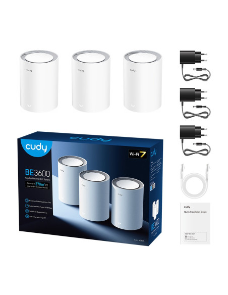 Cudy M3600 Dual-Band (2.4 Ghz/5 Ghz) Wi-Fi 7 (802.11Be) Biały 3 Wewnętrzny