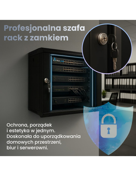 Extralink Lite 12U 530X400 Wall-Mounted Rackmount Cabinet Black Stojak Wolnostojący/Ścienny/Podłogowy Czarny