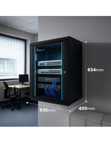 Extralink Lite 12U 530X400 Wall-Mounted Rackmount Cabinet Black Stojak Wolnostojący/Ścienny/Podłogowy Czarny