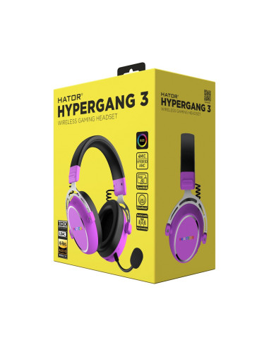 Słuchawki Dla Graczy Hator Hypergang 3 Wireless Bezprzewodowe Fioletowe