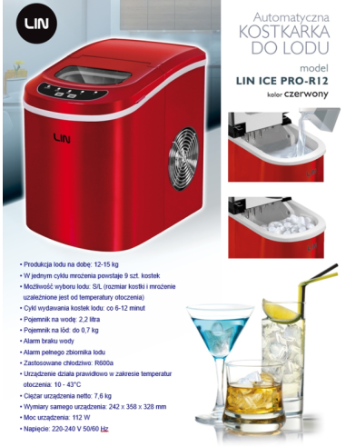 Kostkarka Do Lodu Lin Ice Pro-R12 Czerwona
