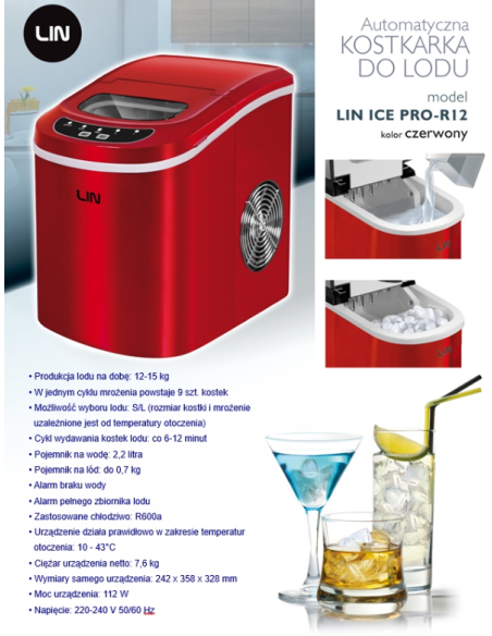 Kostkarka Do Lodu Lin Ice Pro-R12 Czerwona