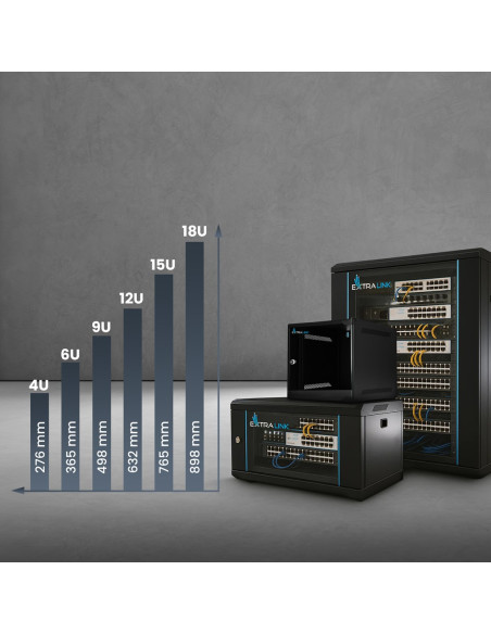 Extralink Lite 9U 530X400 Wall-Mounted Rackmount Cabinet Black Szafa Wisząca