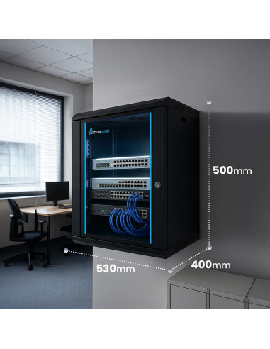 Extralink Lite 9U 530X400 Wall-Mounted Rackmount Cabinet Black Szafa Wisząca