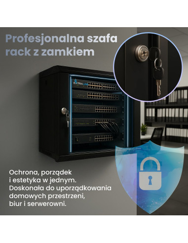 Extralink Lite 9U 530X400 Wall-Mounted Rackmount Cabinet Black Szafa Wisząca