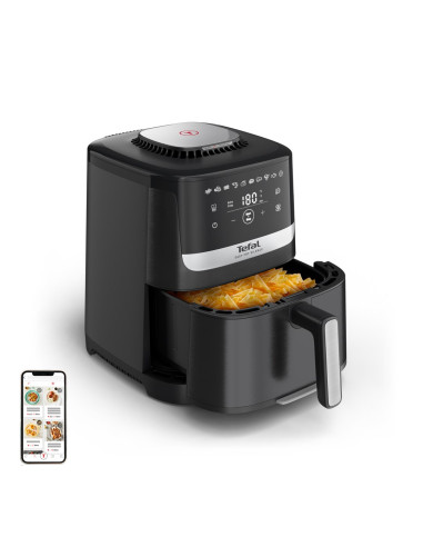 Tefal Easy Fry Silence Ey5528E0 Frytkownica Pojedyńczy 5 L Autonomiczny Frytkownica Na Gorące Powietrze Czarny, Stal Nierdzewna