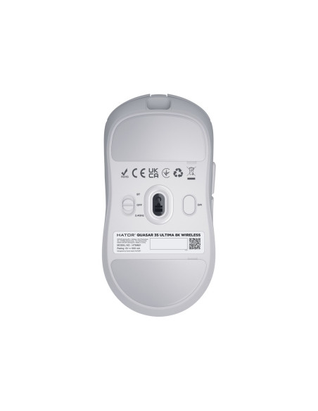 Hator Quasar 3S Ultima 8K Wireless Myszka Gaming Po Prawej Stronie Rf Wireless + Bluetooth + Usb Type-C Optyczny 30000 Dpi