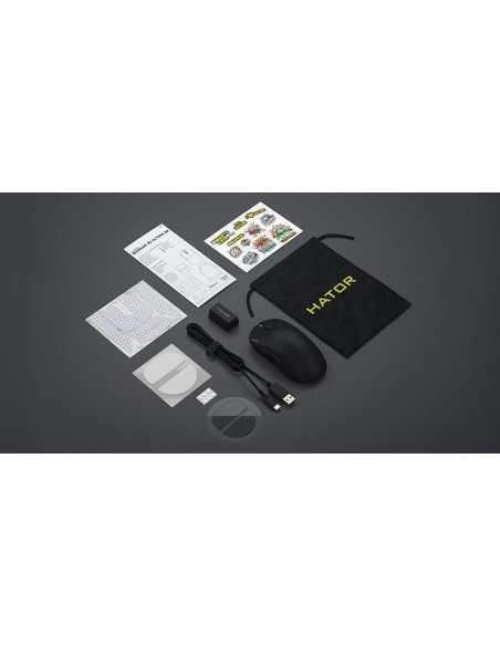 Hator Quasar 3S Ultima 8K Wireless Myszka Gaming Po Prawej Stronie Rf Wireless + Bluetooth + Usb Type-C Optyczny 30000 Dpi