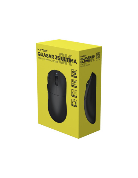 Hator Quasar 3S Ultima 8K Wireless Myszka Gaming Po Prawej Stronie Rf Wireless + Bluetooth + Usb Type-C Optyczny 30000 Dpi